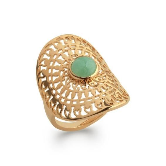 Bague pl-or 750 5mic aventurine