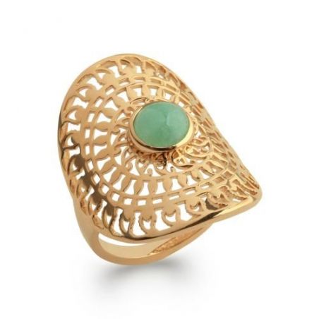 Bague pl-or 750 5mic aventurine