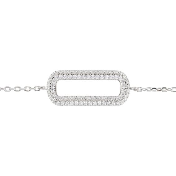 Bijou argent/plaqué or Bracelet femme argent​ rectangle empierré