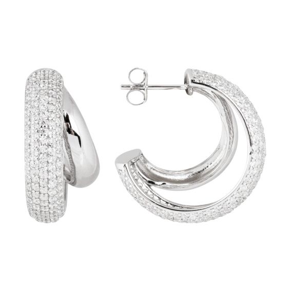 Bijou argent/plaqué or Boucle d'oreille créole argent​ empierrée