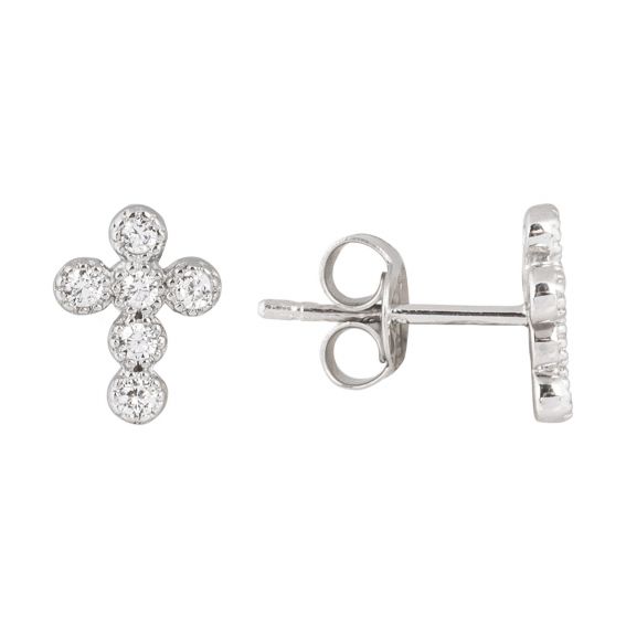 Bijou argent/plaqué or Boucles d'oreilles croix​ femme argent