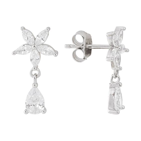 Bijou argent/plaqué or Women's dangling zircon earring