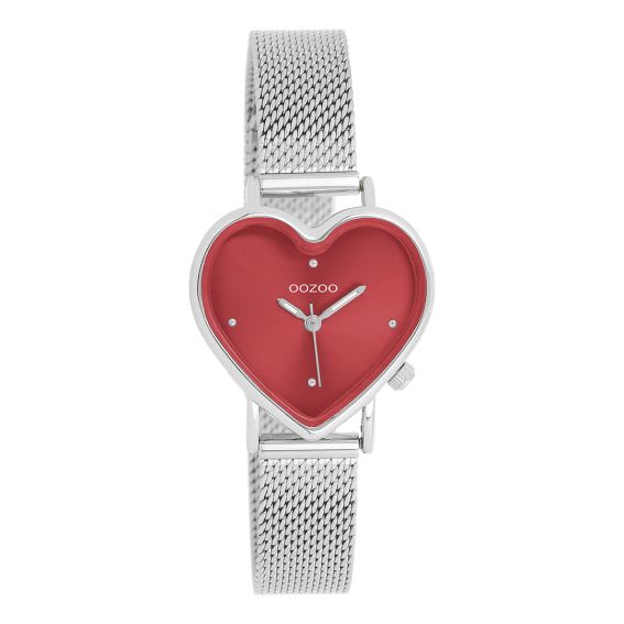 Oozoo Oozoo C11413 silver and red heart watch