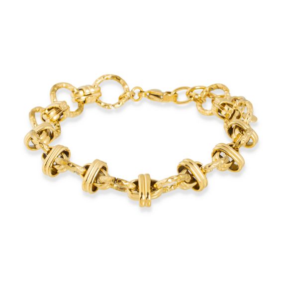 Bijou argent/plaqué or Large gold steel mesh bracelet