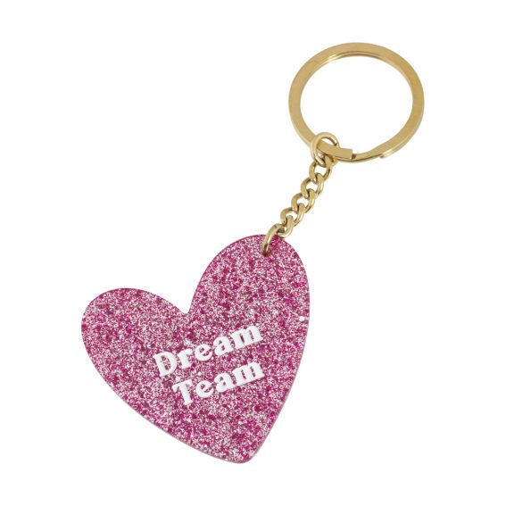 Bijou argent/plaqué or Dream Team gold/pink heart keychain