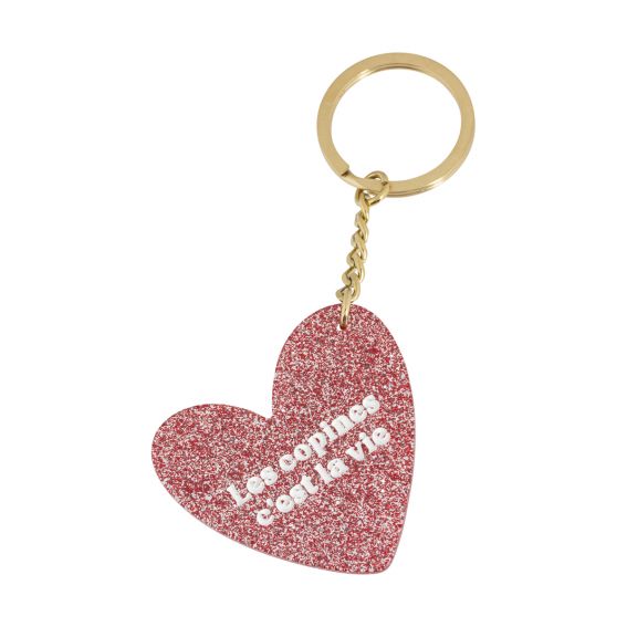 Bijou argent/plaqué or Red heart key ring Girlfriends are life