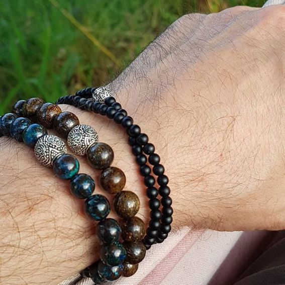 Göshö - [Soothing] Agate matte black eye - Armband Gosho