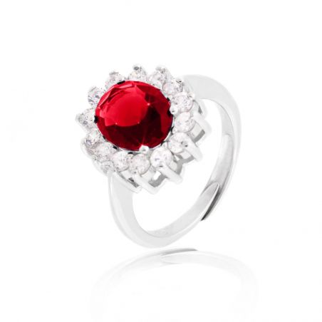 Bague Diana rouge - Bijoux en argent - Bague ajustable