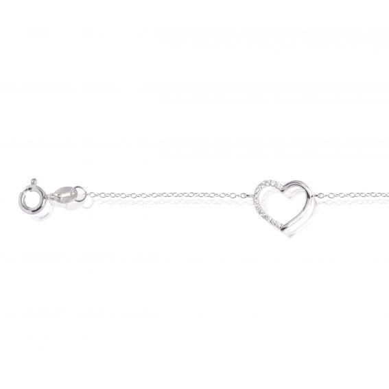 Bracelet coeur demi pierres - Bijoux en argent 925