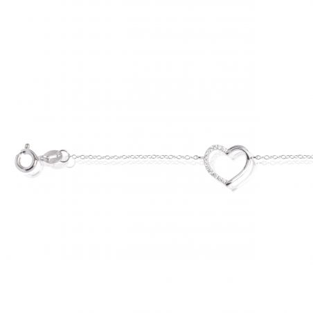 Bracelet coeur demi pierres - Bijoux en argent 925