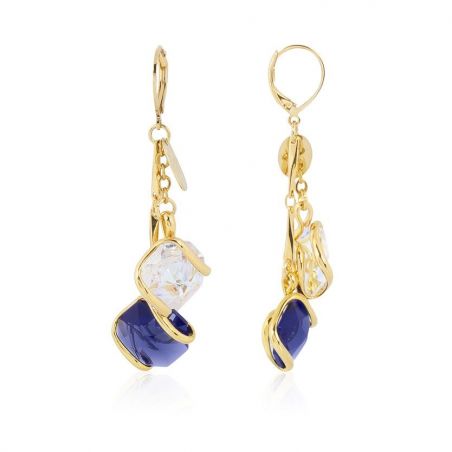 Boucles d'oreilles Andrea Marazzini - Cristal Swarovski Octagon AB/Dark Blue Double