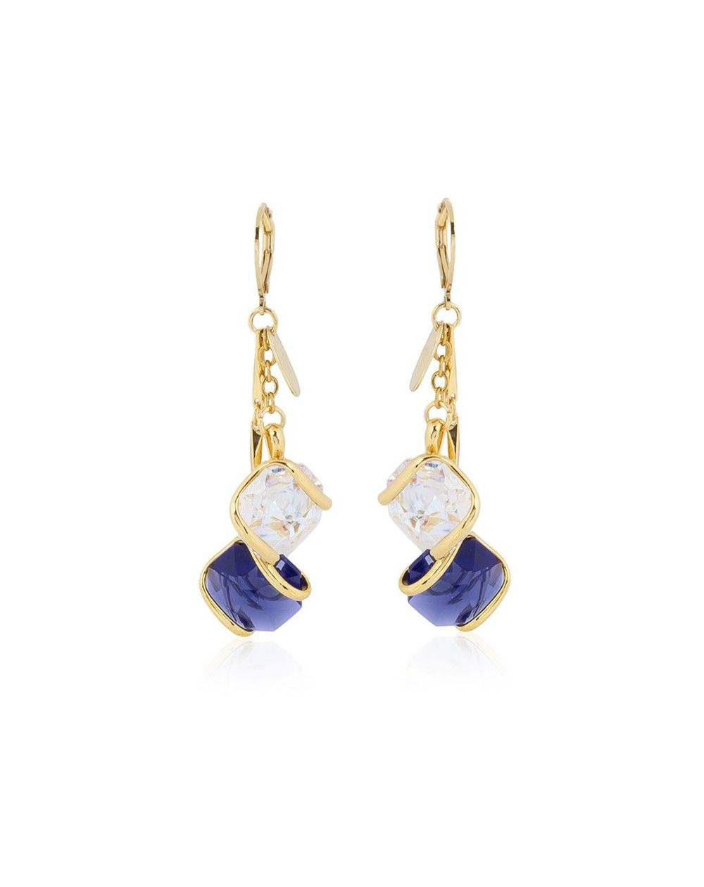 Boucles d'oreilles Andrea Marazzini - Cristal Swarovski Octagon AB/Dark Blue Double