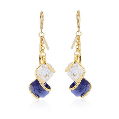 Boucles d'oreilles Andrea Marazzini - Cristal Swarovski Octagon AB/Dark Blue Double