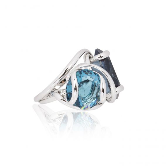 Andrea Marazzini bijoux - Bague cristal Swarovski Ovale Turquoise Mini Double