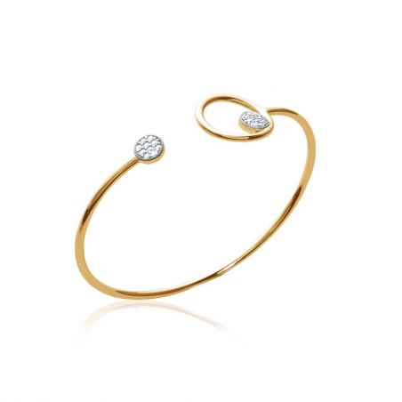 Jonc ouvert cercle avec rond empierré - Bracelet pour femme