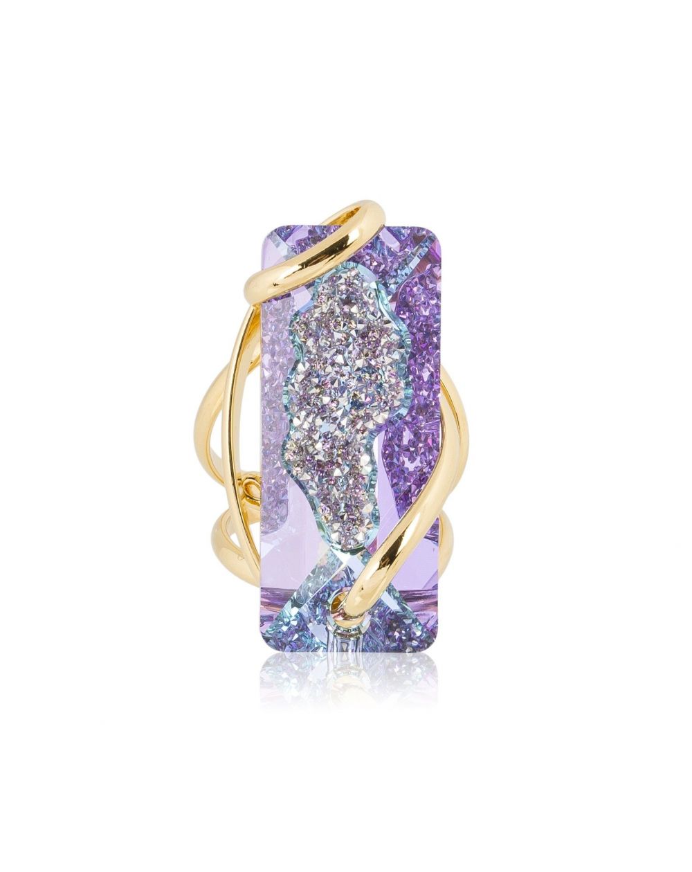 Andrea Marazzini - Bague cristal SwarovskiBig Moondust Vitral Light doré