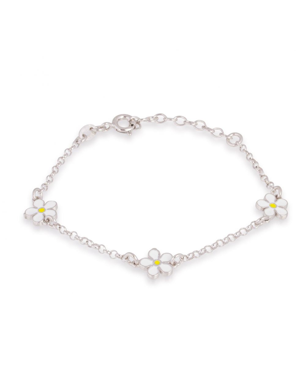 Bracelet enfant 3 fleurs blanches - Bracelet en argent 925