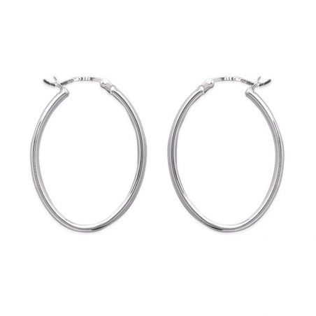 Créoles argent 925 ovales 2mm - Boucles d'oreilles en argent