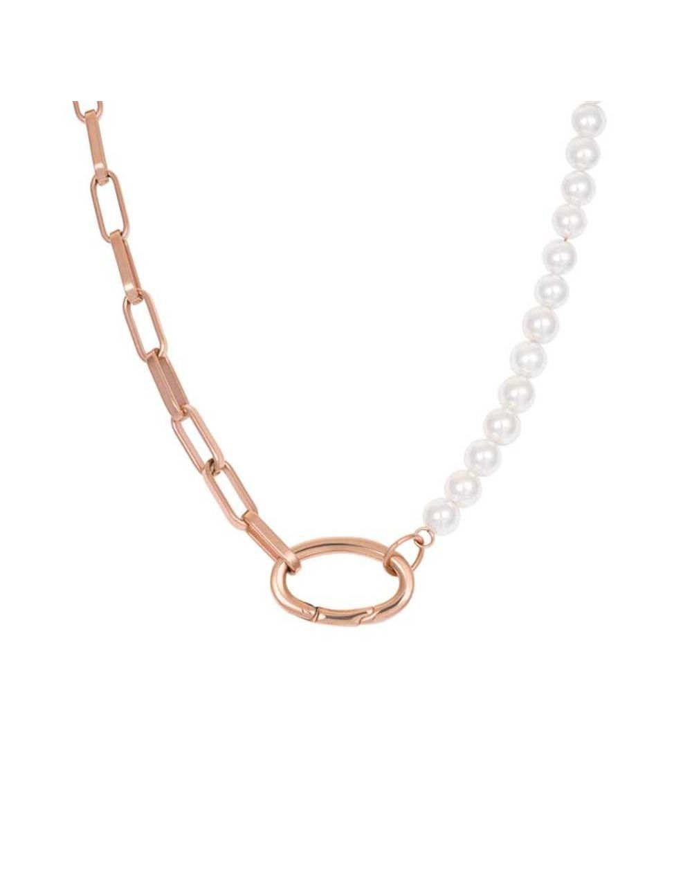 Collier iXXXi Square Chain perle rosé | Collier de la marque iXXXi