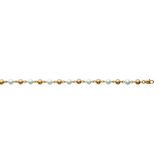 Bracelet pl-or 750 3mic perles imit