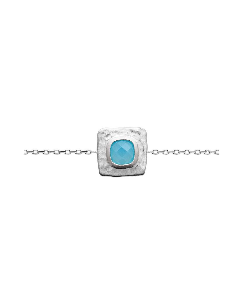 Bracelet argent 925 rhodie agate bleue