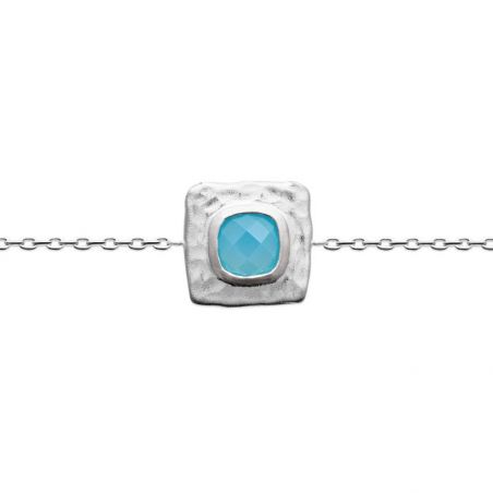 Bracelet argent 925 rhodie agate bleue