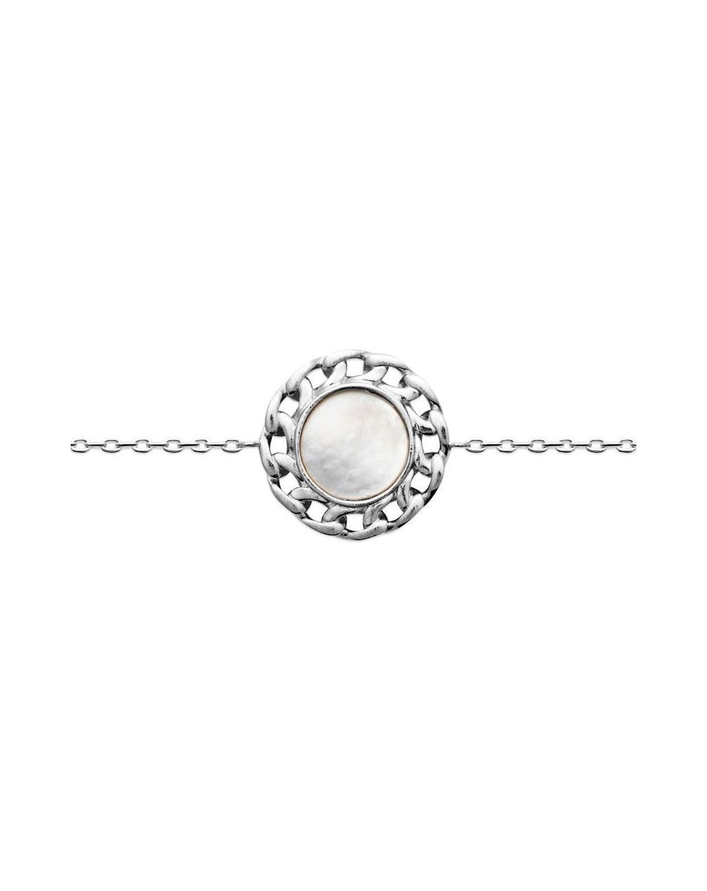 Bracelet argent 925 rhodie nacre