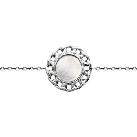 Bracelet argent 925 rhodie nacre