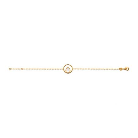 Bracelet pl-or 750 3mic pierre de lune