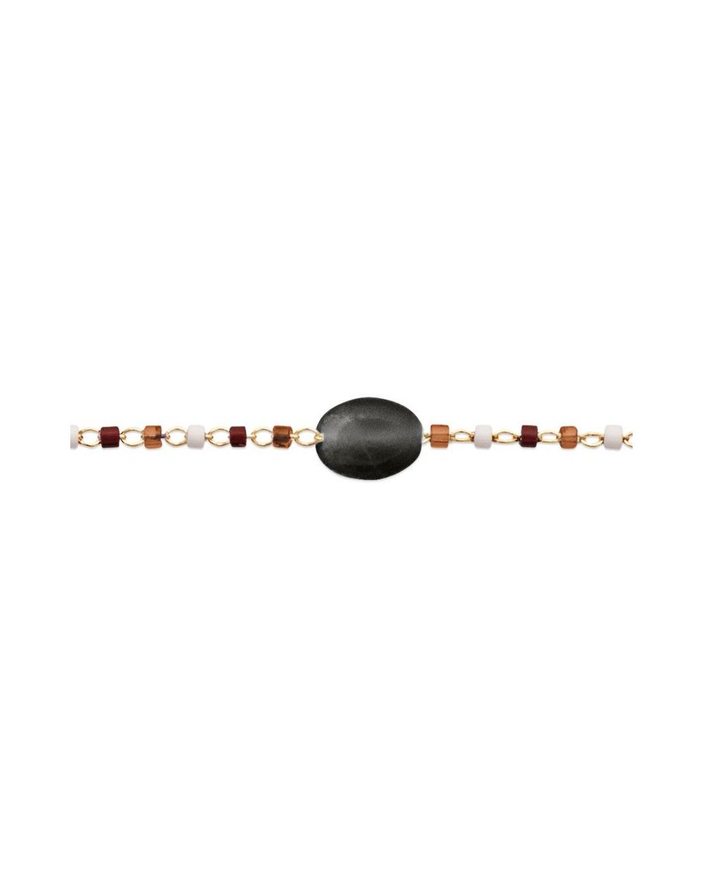 Bracelet pl-or 750 3mic obsidienne noire