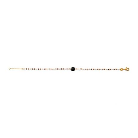 Bracelet pl-or 750 3mic obsidienne noire