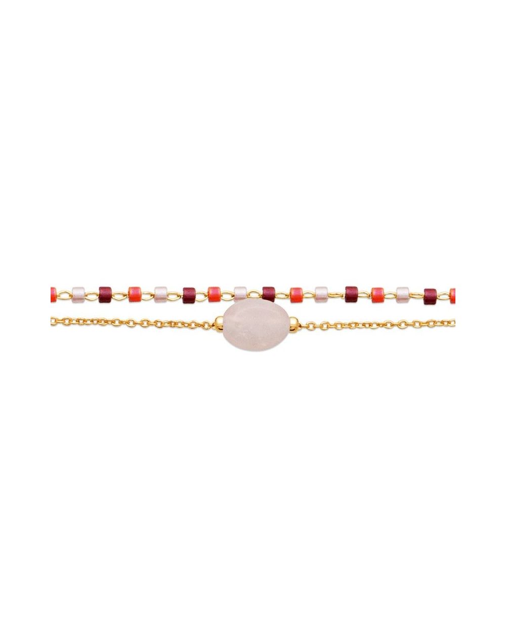 Bracelet pl-or 750 3mic quartz rose