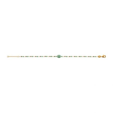 Bracelet pl-or 750 3mic quartzite vert