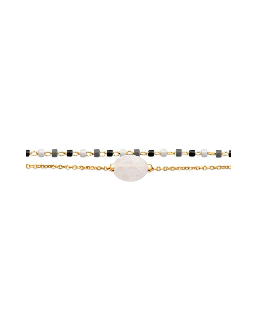 Bracelet pl-or 750 3mic pierre de lune