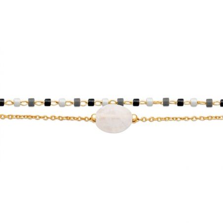 Bracelet pl-or 750 3mic pierre de lune