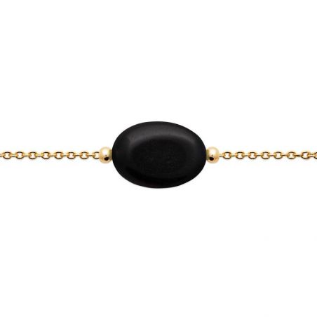 Bracelet pl-or 750 3mic obsidienne noire