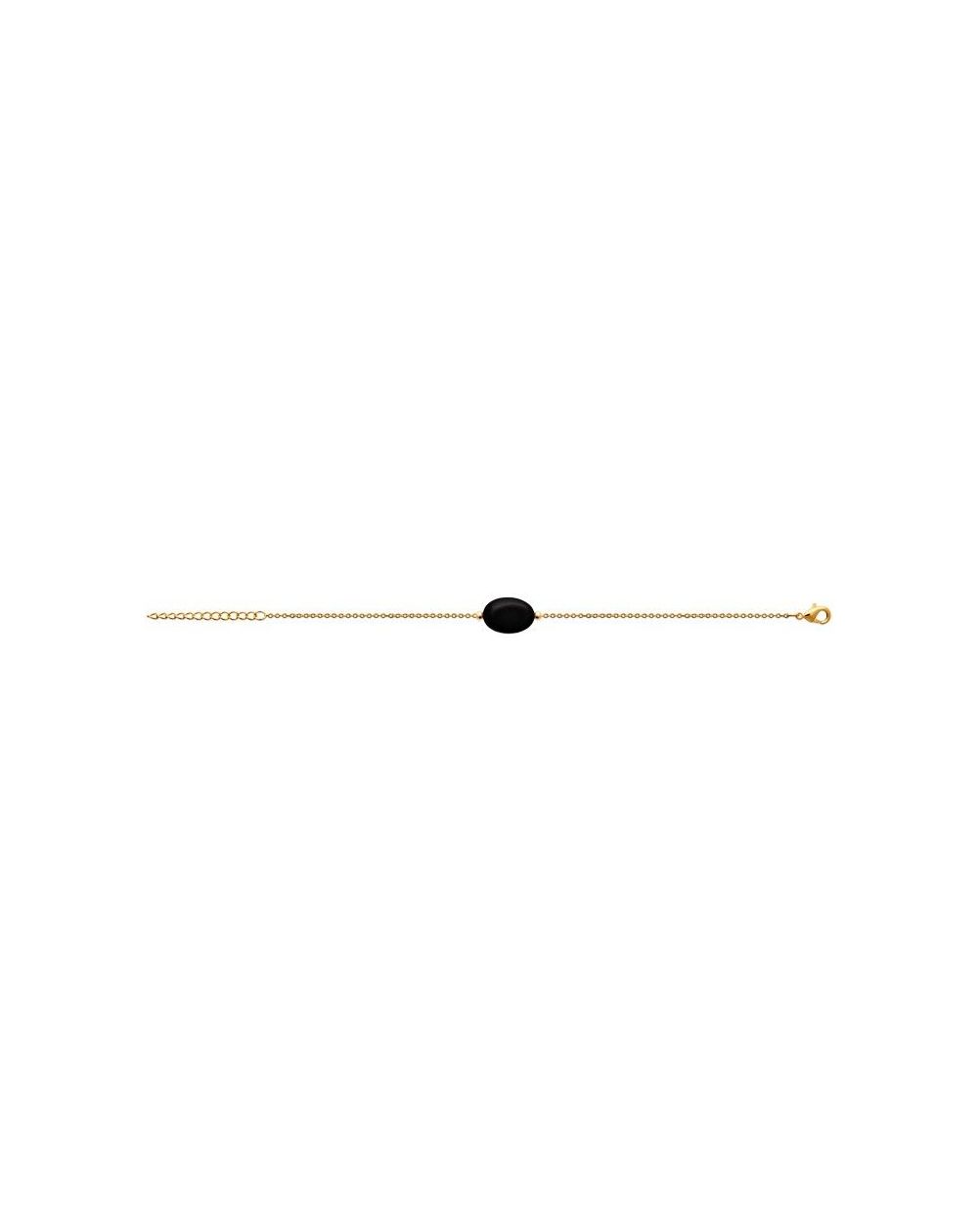 Bracelet pl-or 750 3mic obsidienne noire