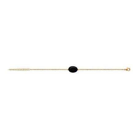 Bracelet pl-or 750 3mic obsidienne noire