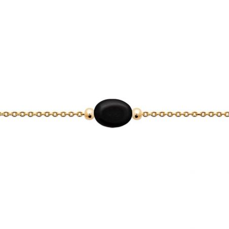 Bracelet pl-or 750 3mic obsidienne noire