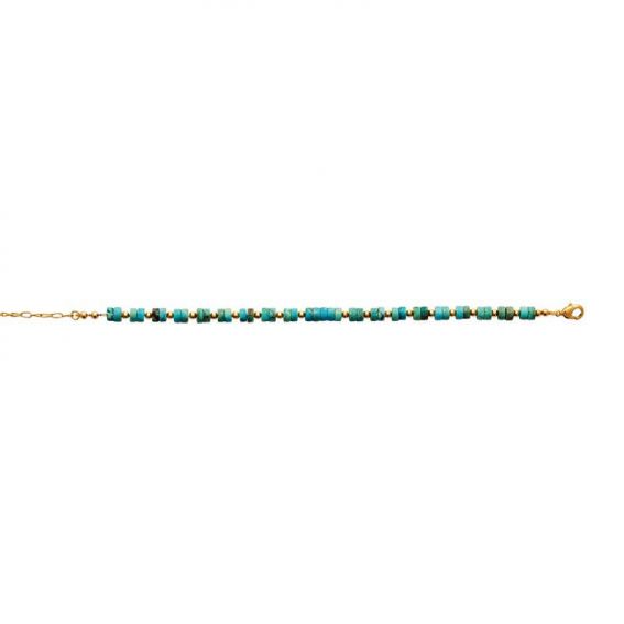 Bracelet pl-or 750 3mic jaspe bleu traite