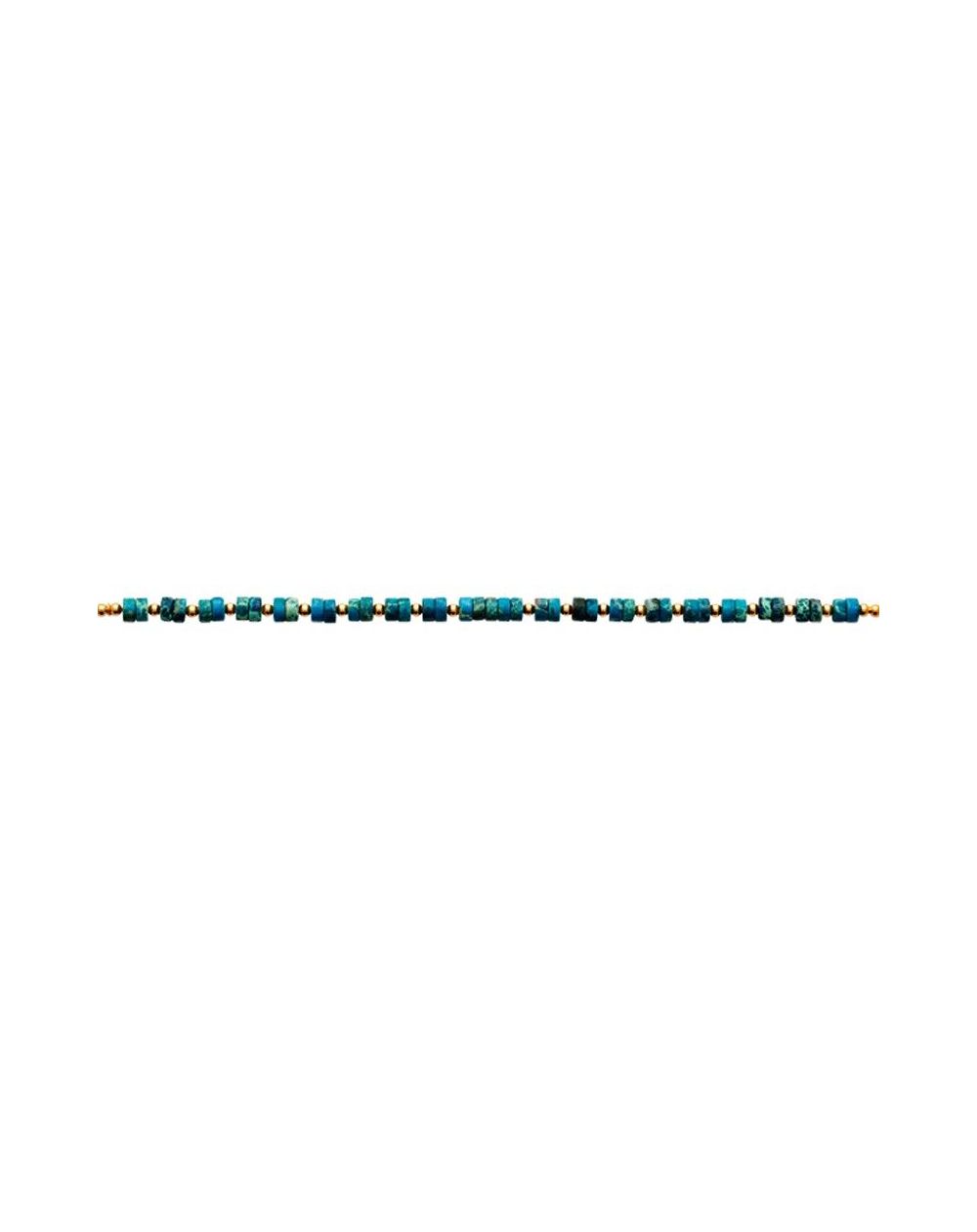 Bracelet pl-or 750 3mic jaspe bleu traite