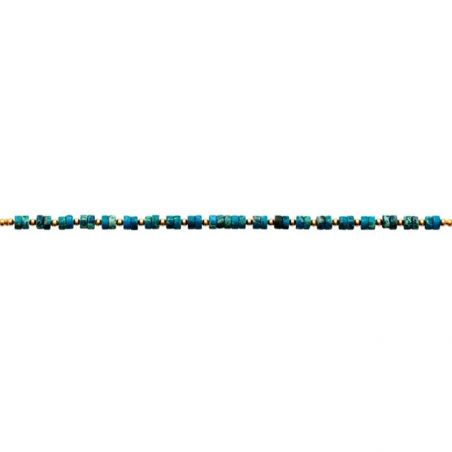 Bracelet pl-or 750 3mic jaspe bleu traite