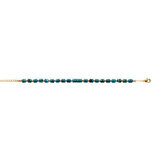 Bracelet pl-or 750 3mic jaspe bleu traite