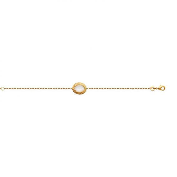 Bracelet pl-or 750 3mic pierre de lune