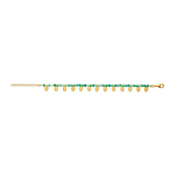 Bracelet pl-or 750 3mic calcedoine verte