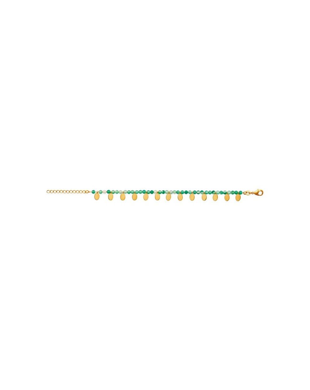 Bracelet pl-or 750 3mic calcedoine verte