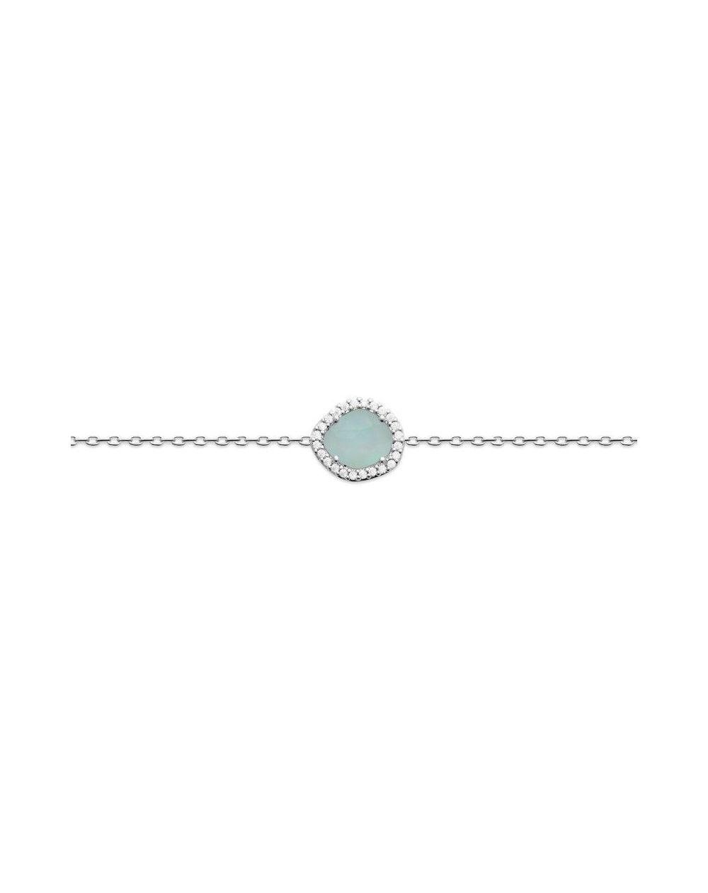 Bracelet argent 925 rhodie agate bleue - bracelet en argent 925/1000 rhodié