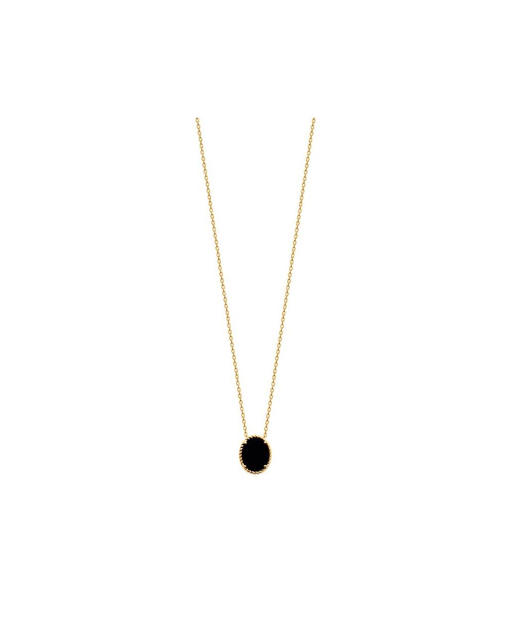 Collier pl-or 750 3mic agate noire