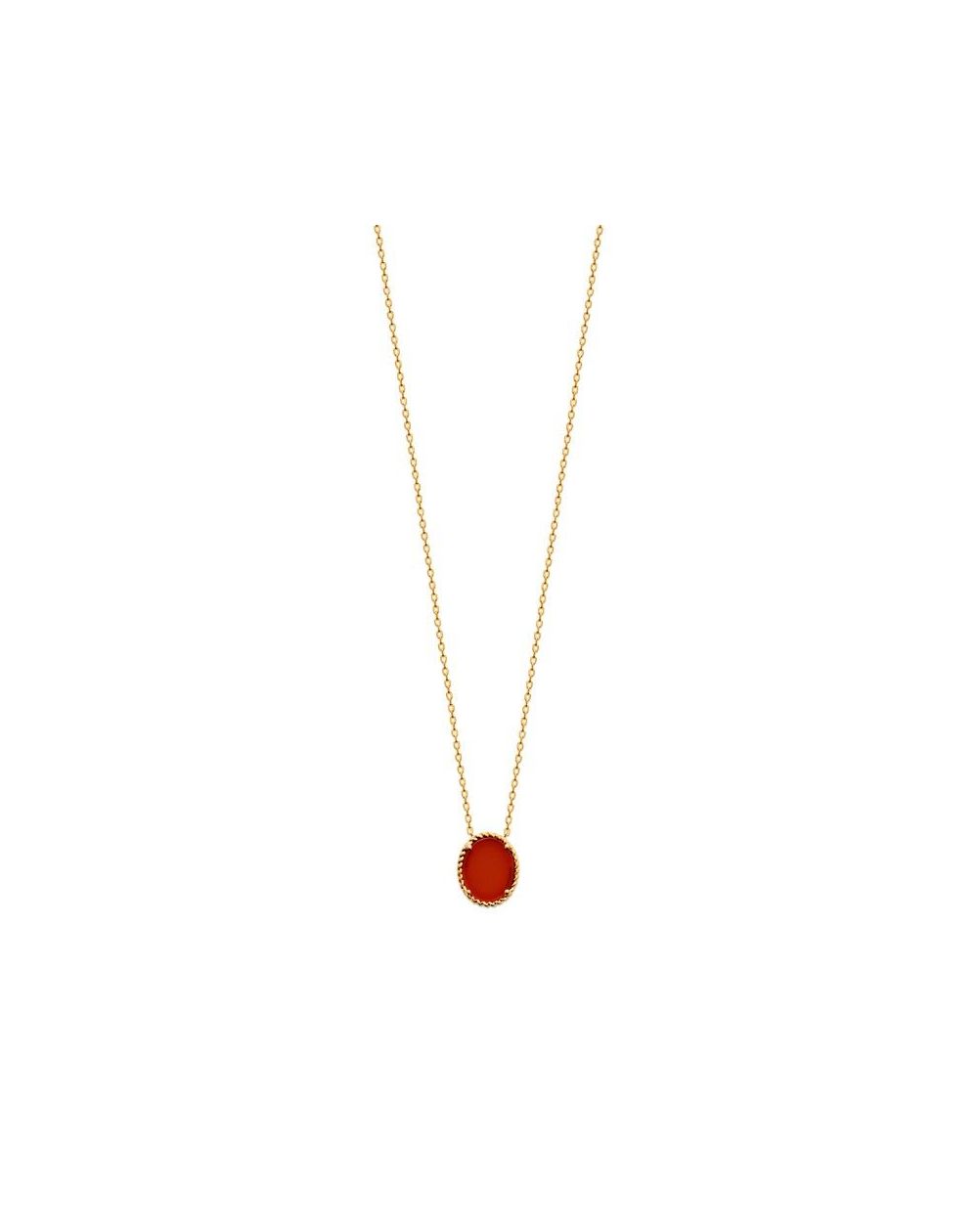 Collier pl-or 750 3mic agate rouge