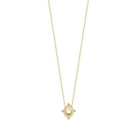 Collier pl-or 750 3mic pierre de lune